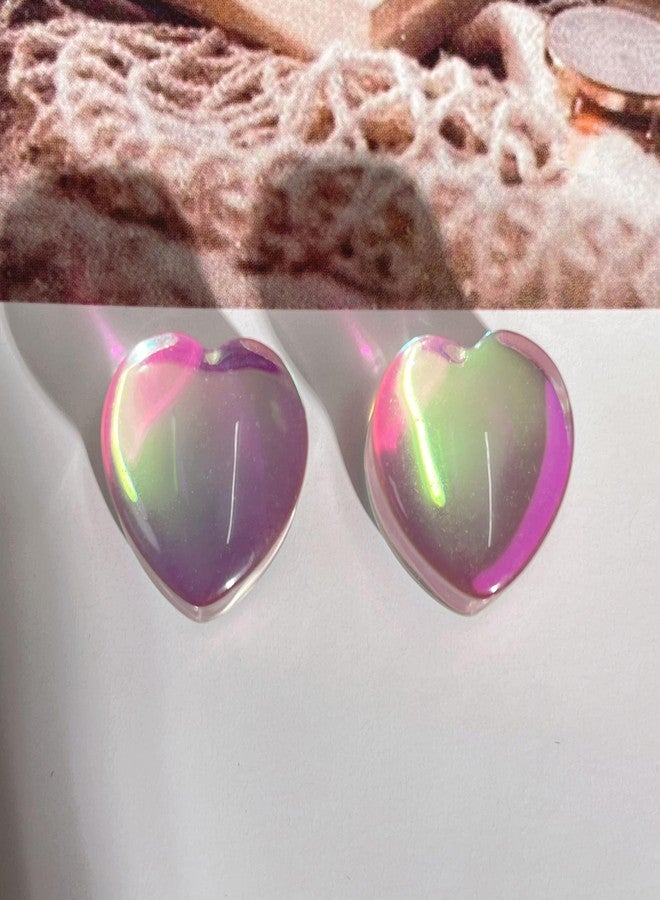 Izpack Pink Heart Glass Ear Plugs Tunnels Double Flared Saddle Expander Stretcher Ears Gauge Plug Piercing Body Jewelry for Women Men Unisex (11/16"(18mm)) - Image 4