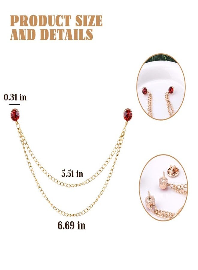 Borhmty Decorative Collat Pins for Clothing Shirt Tuxedo Suit Lapel Brooches for Women Men Sweater Shawl Chain Clips for Clothing Suits Rhinestone Lapel Accessories Brooch Chain Pin for Men Suit - Image 2