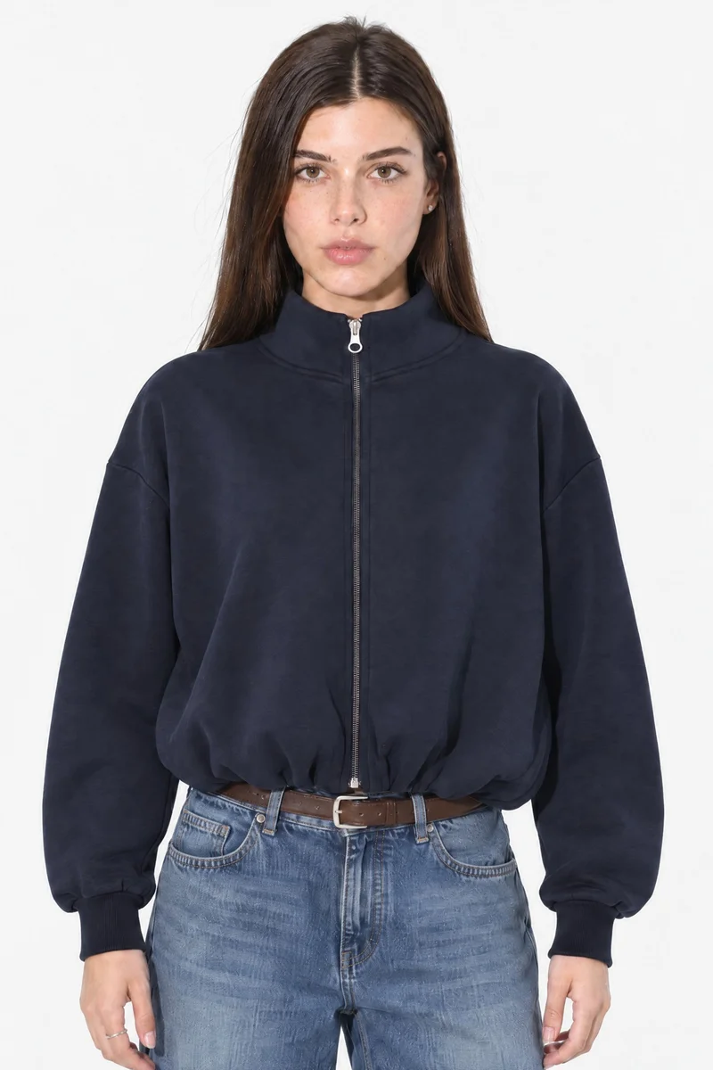 بوسيم BUSEM Oversized Half-Zip Crop Sweatshirt