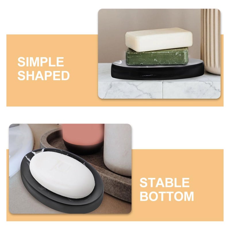 Black Ink Marble Pattern Soap Dish Holder Tray Round Draining Design for Bathroom Sink Vanity 2 Pieces - Image 5