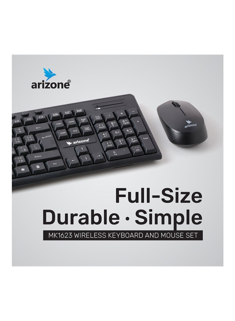 أريزون طقم لوحة مفاتيح وماوس لاسلكي من أريزون MK-1623 - 2.4 جيجا هرتز، الإنجليزية/العربية - Image 5
