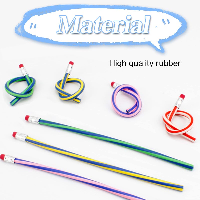 Blvochnnt 35 Pcs 7 Inch Flexible Soft Pencils,Magic Bend Pencils,Colorful Stripe Soft Pencils for Valentine's Day,Children's Day Gift,Students,Classroom Gifts,Back to School Supplies - Image 3