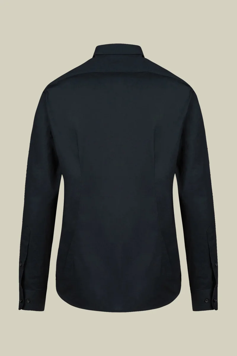 Doppelganger Black Men's 100% cotton French collar classic shirt stretch slub fabric - Black for Men | Best Price UAE