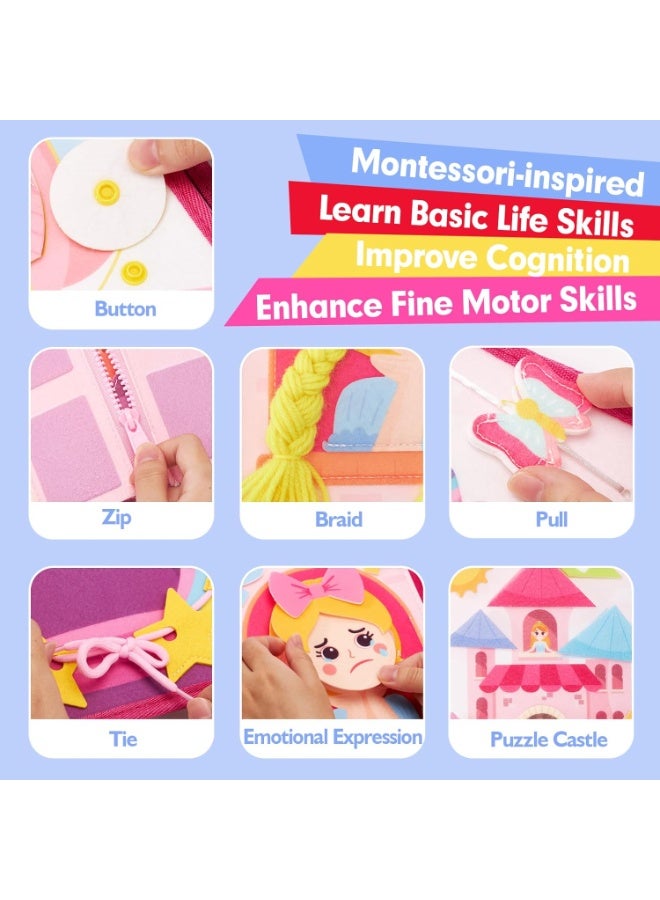 LBMT Toddler Princess Busy Book for Ages 3+ Girls,Montessori Toys for Girl Birthday Gift, Educational Learning Quiet Activity Busy Board Book,Fine Motor Skills, for Toders, Birthday/Party Travel Gift for Girls - Image 2