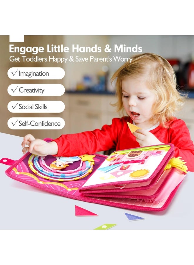 LBMT Toddler Princess Busy Book for Ages 3+ Girls,Montessori Toys for Girl Birthday Gift, Educational Learning Quiet Activity Busy Board Book,Fine Motor Skills, for Toders, Birthday/Party Travel Gift for Girls - Image 4