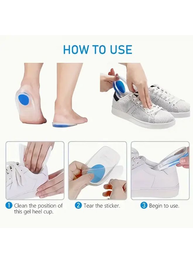 Blue Soft Silicone Gel Heel Pads For Achilles Tendon Bone Spurs Heels Sneakers Boots Pair - Image 4