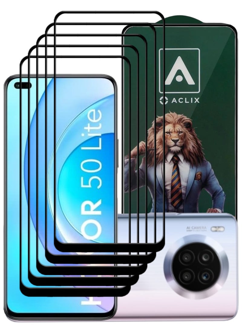 ACLIX 5 Pieces Antistatic ESD Dustproof Premium Quality High Definition Tempered Glass Screen Protector Designed For Honor 50 Lite - Image 1