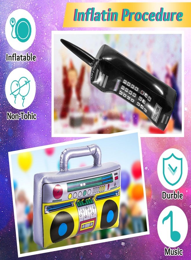 Vabrloy 11 Pack Inflatable Instruments,Inflatable Guitars Boom Box Keyboard Piano Saxophone Rock and Roll Party Supplies,Inflatable Rock Star Toy Set for 80s 90s Themed Carnival Party Birthday Party - Image 4