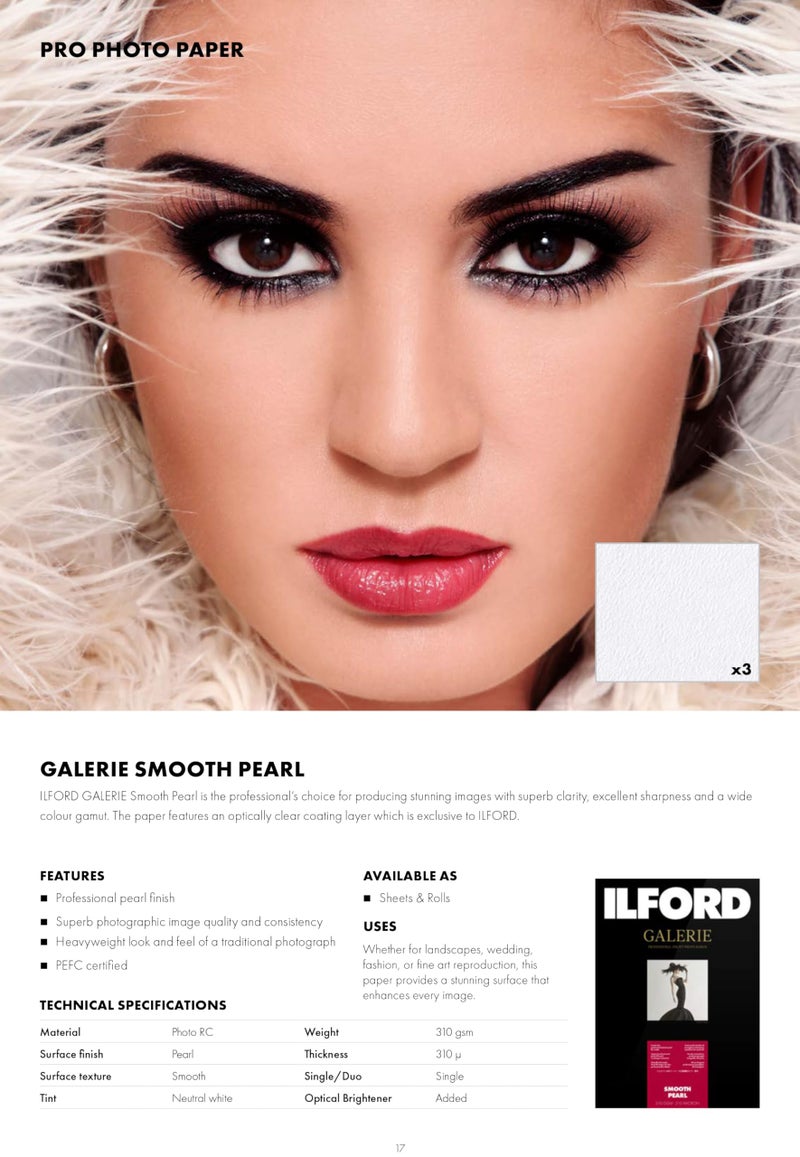 ILFORD Galerie 5x7” (100 sheets) SMOOTH PEARL Instant Dry Archival Photo Inkjet Paper 12mil / 310gsm for Dye and Pigment ink printers, Color and Black and White, Made in Germany - Image 4