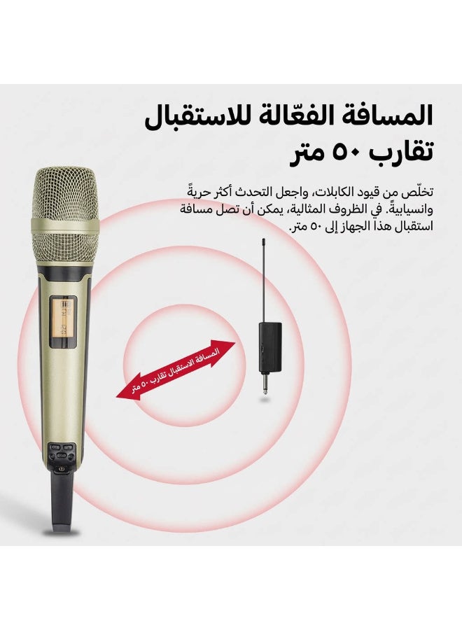 نظام الميكروفون اللاسلكي الاحترافي ZFSZ SKM9000 ثنائي الترددات فوق العالية (UHF) مع ترددات قابلة للتعديل ومستقبل قابل لإعادة الشحن وميكروفون بشبكة معدنية، مخصص للكاريوكي والفعاليات والكنائس - Image 5