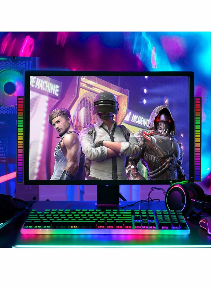 Excefore مصباح التحكم في الصوت RGB، قطعتان من مصابيح إيقاع التقاط الصوت القابلة لإعادة الشحن RGB، إضاءة محيطة LED ملونة مبتكرة، جهاز التقاط موسيقى 32 بت للسيارة والكمبيوتر المحمول والحفلات والألعاب الخارجية  - Image 5