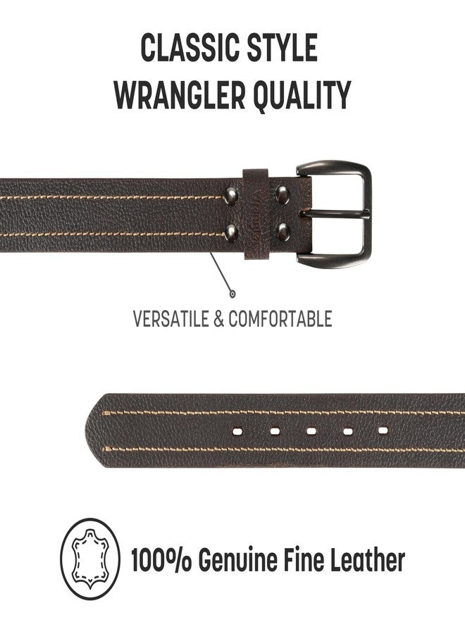 Wrangler Men’s Leather Belt Embossed Logo Casual Every Day Belt for Jeans, Khakis Brown 36 - Image 2
