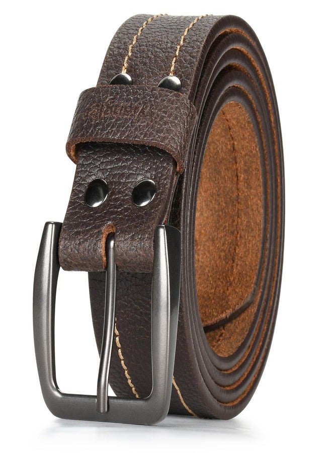 Wrangler Men’s Leather Belt Embossed Logo Casual Every Day Belt for Jeans, Khakis Brown 36 - Image 1