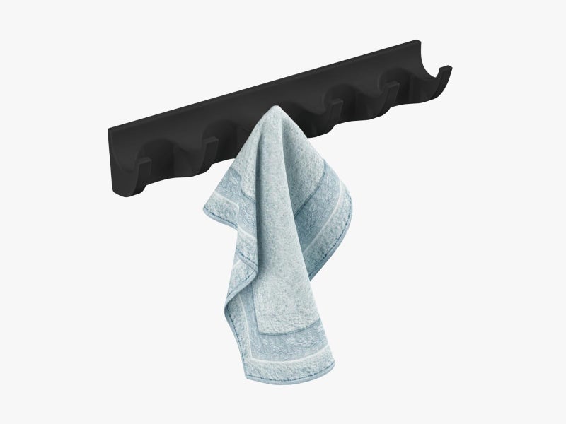 RAYNO Robe Hooks Cloth Hanger Suitable for Bathroom Bedroom Kitchen Wall Hook Wall Mounted Bathroom Cloth Hanger The Door Hooks Rail for Hanging Keys, Clothes, Towel (Black)