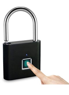 Generic Fingerprint Padlock, Locker Lock, Smart Pad Lock Waterproof Small Portable Padlock with USB Charging for Locker, Luggage, Gym , Suitcas, School, Bike  - Image 1