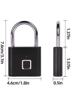 Generic Fingerprint Padlock, Locker Lock, Smart Pad Lock Waterproof Small Portable Padlock with USB Charging for Locker, Luggage, Gym , Suitcas, School, Bike  - Image 2