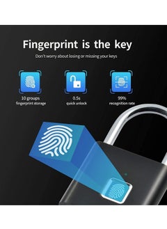 Generic Fingerprint Padlock, Locker Lock, Smart Pad Lock Waterproof Small Portable Padlock with USB Charging for Locker, Luggage, Gym , Suitcas, School, Bike  - Image 3