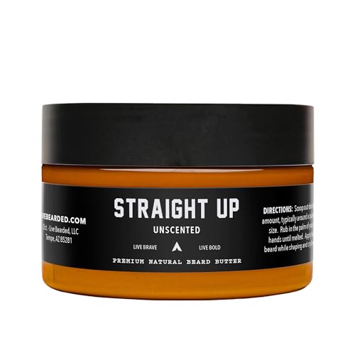 Live Bearded Beard Butter 3 fl oz Made in the USA AllNatural Leavein Conditioner and Softener with Shea Straight Up Unscented FragranceFree