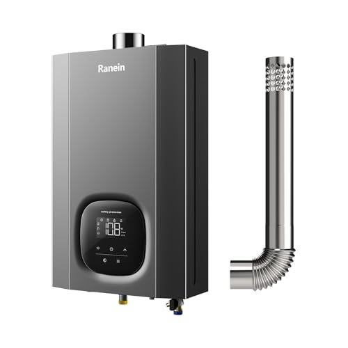 Ranein Natural Gas Tankless Water Heater with Vent Pipe, Indoor Max 4.3 GPM, 100,000 BTU Instant Hot Water Heater - Image 1
