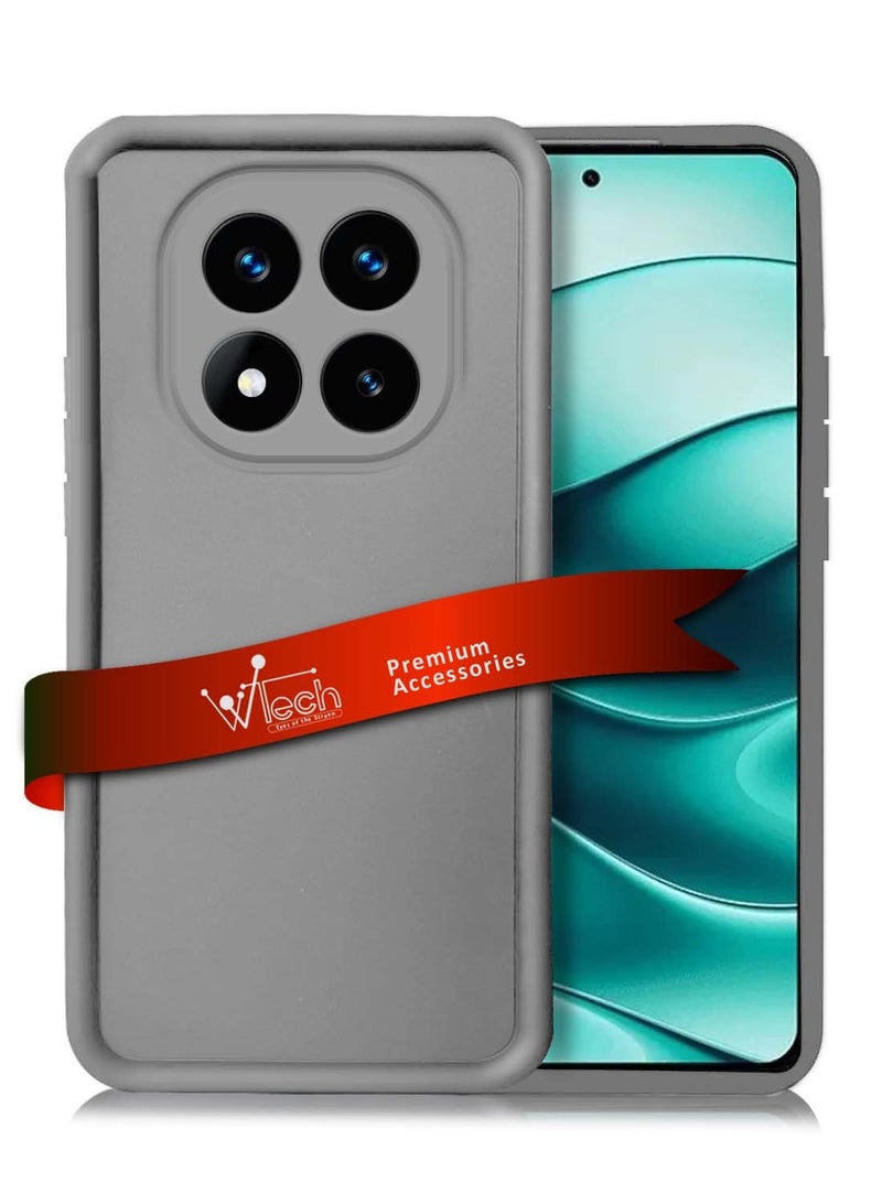 Wtech Xiaomi Redmi Note 14 Pro 5G 2024 Premium Soft Liquid Silicone Full Protective Raised Lips Edges and Camera Case Cover - Grey - Image 1
