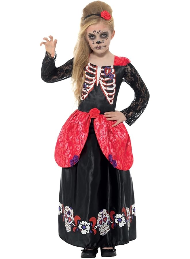 Smiffys Day Of The Dead Delux Girl Costume Black - Image 1