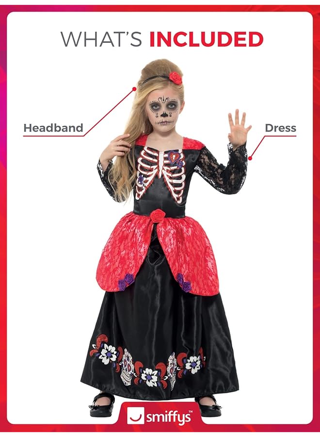 Smiffys Day Of The Dead Delux Girl Costume Black - Image 2
