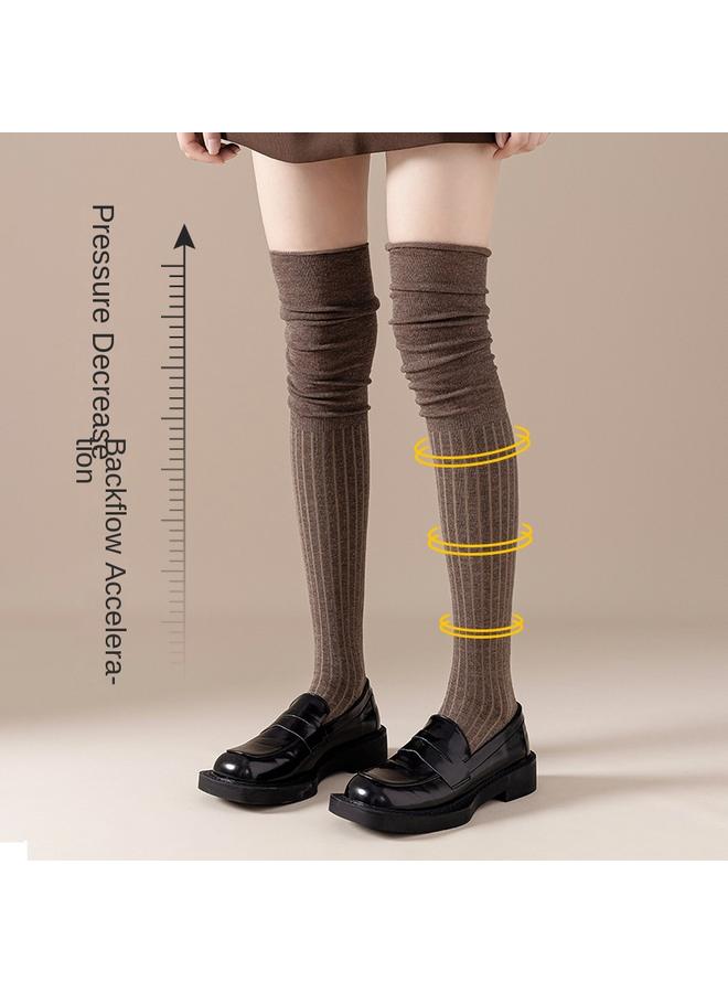 Heap Over-the-Knee Socks Women's Spring And Autumn Stockings Cotton Pure Japanese Jk Pressure Skinny Leg High Barrel Cyber Celebrous Stitching Thigh Stockings