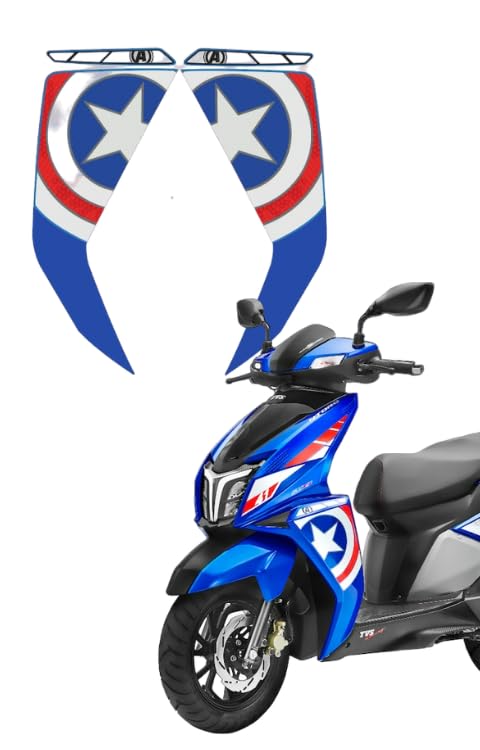 Grayfixx Captain America Edition Side Panel Sticker for Ntorq 125 | Printed in Premium Gloss Vinyl with FPF(Fade Protection Film), Water Proof, Precut Sticker, Pack of 1 for Both Side-Self-Adhesive - Image 5