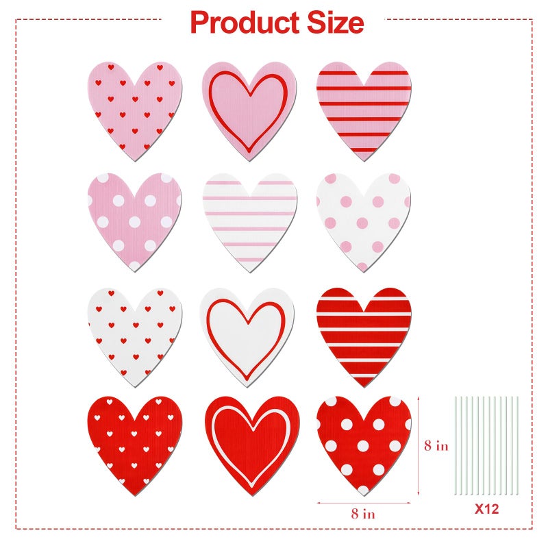 Bunny Chorus Valentines Day Decorations Tree Ornaments: 12 pcs Extra Large Red Pink White Heart San Valentine Decorations, Cute Hear Picks Ornaments for Valentine's Day Tree Topper Home Wedding DÃ©cor - Image 2