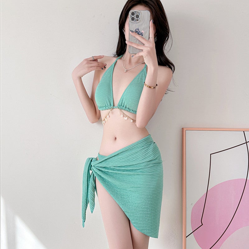 Bikini Three-Piece Sexy Pure Desire Suit Swimsuit Women''s Diamond Chain Split Seaside Vacation Swimsuit New Style - Image 4