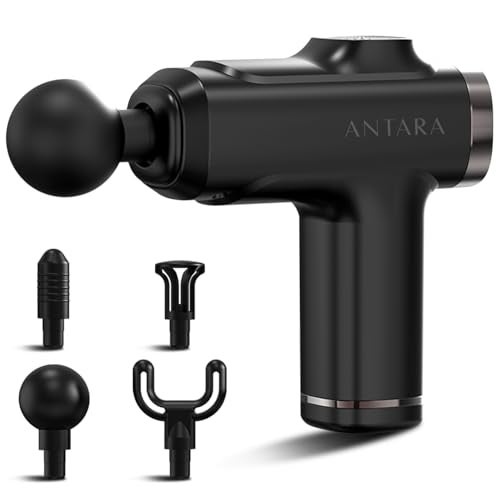 AGEasy Antara AGEasy (Max Group) Relief Compact Massage Gun | 8 Speed Levels, 4 Massage Heads | USB Type-C Rechargeable Handheld Massager | Full Body Pain Relief Muscle Massage Machine for Men & Women (Black) - Image 1