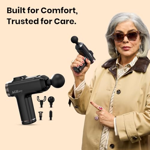 AGEasy Antara AGEasy (Max Group) Relief Compact Massage Gun | 8 Speed Levels, 4 Massage Heads | USB Type-C Rechargeable Handheld Massager | Full Body Pain Relief Muscle Massage Machine for Men & Women (Black) - Image 2