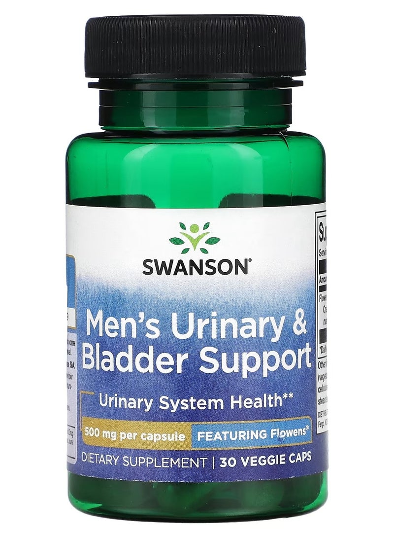سوانسون Swanson, دعم المسالك البولية والمثانة للرجال، 500 ملجم، 30 كبسولة نباتية