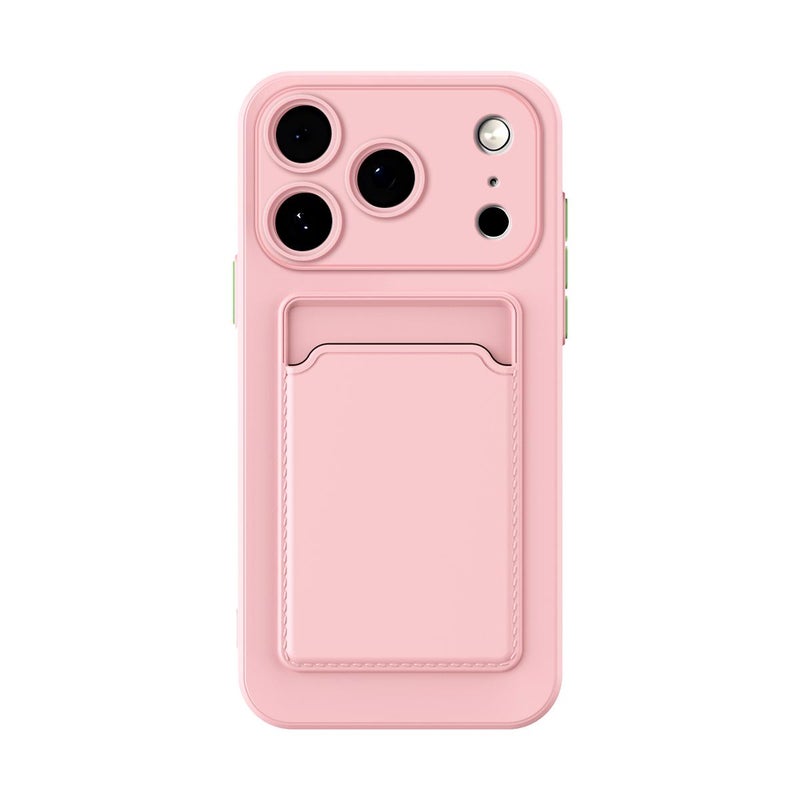 erorex For iPhone 17 Pro Max  Feel Card Contrast Color Button TPU Phone Case(Pink) - Image 1