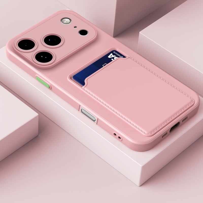 erorex For iPhone 17 Pro Max  Feel Card Contrast Color Button TPU Phone Case(Pink) - Image 2