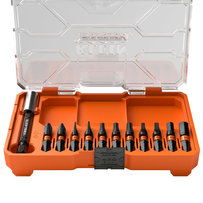 Klein Tools 33801S Impact Driver Bit Set, 12-Piece, S2 Steel, MODbox Compatible Storage Case, Magnetic Holder, Professional Driver Bits - Image 1
