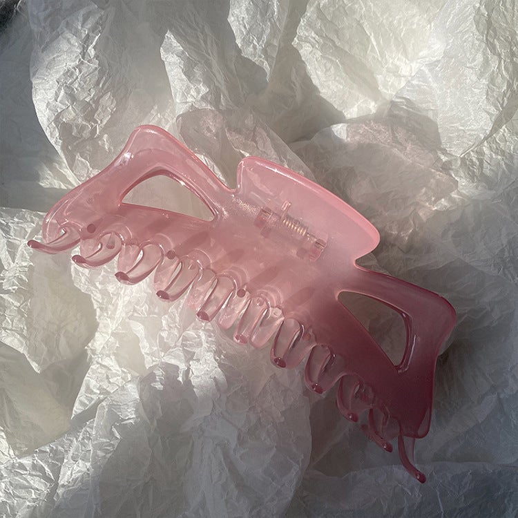 Generic South Korea fashion Li Xiaoli star same style large size long hair grip large capacity updo hair clip shark clip Pink Hong Kong style grip