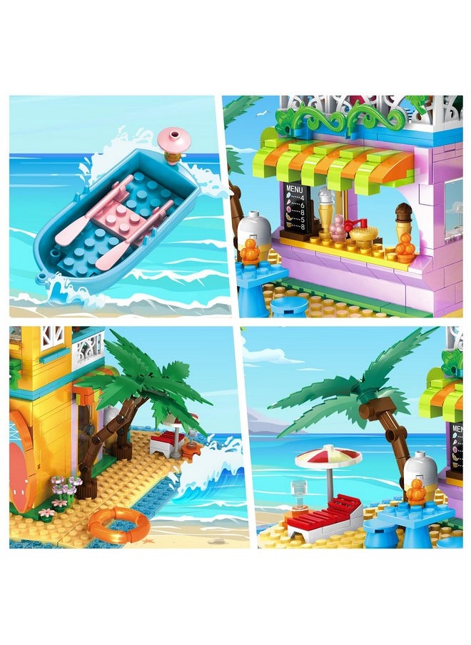 Hogokids Beach House Building Set Seaside Villa Building Toys Friends Vacation Hut Construction Blocks 586Pcs Cottage Playset Birthday For Kids Girls Boys Age 6 7 8 9 10 11 12 Years  - Image 5