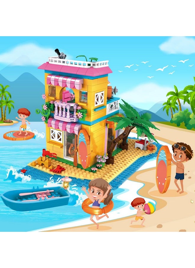 Hogokids Beach House Building Set Seaside Villa Building Toys Friends Vacation Hut Construction Blocks 586Pcs Cottage Playset Birthday For Kids Girls Boys Age 6 7 8 9 10 11 12 Years  - Image 3
