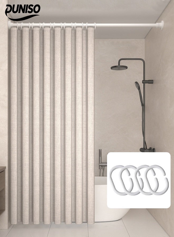 DUNISO Waterproof Shower Curtain，Thickened Bathroom Curtains，Blackout Curtains，Waterproof， Anti Fog，Anti Mold，With Hooks，Equipped With Stainless Steel Telescopic Rod，For Bathroom And Bath Tub，120*180cm  - Image 1