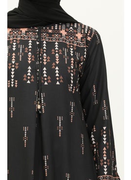 Sefa Merve Digital Printed Dress 1113-01 Black  - Image 4