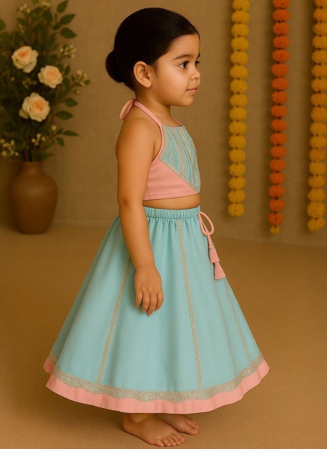 Saka Designs ليهنغا وتشولي مطرزة ومزينة بالخرز للفتيات - Image 4