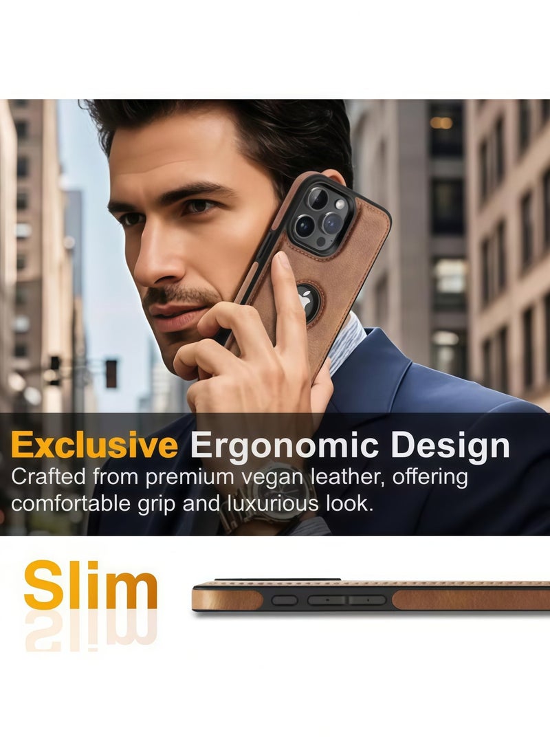 BlueHole Luxury Vintage Brown Charm – Vegan Leather Phone Case for iPhone 16 Pro Max, 6.9-Inch Custom Fit, Elegant & Anti-Slip, Showcasing Premium Taste. - Image 4