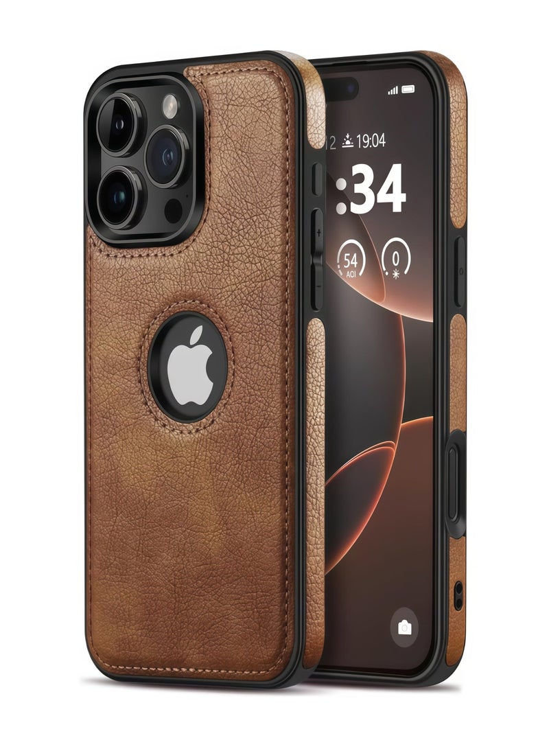 BlueHole Luxury Vintage Brown Charm – Vegan Leather Phone Case for iPhone 16 Pro Max, 6.9-Inch Custom Fit, Elegant & Anti-Slip, Showcasing Premium Taste. - Image 1