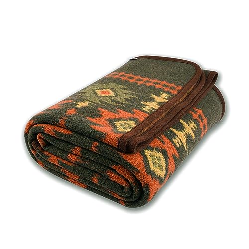 ACUSHLA Merino Wool Blanket - Warm Thick Washable Large Bed Couch Outdoor Camping Sleeping Throw Blanket All Seasons, Myers Green 79x63 - Image 1