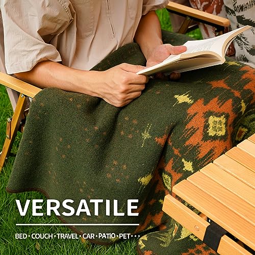 ACUSHLA Merino Wool Blanket - Warm Thick Washable Large Bed Couch Outdoor Camping Sleeping Throw Blanket All Seasons, Myers Green 79x63 - Image 5