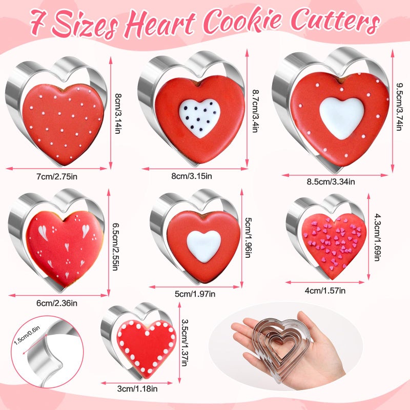 LifeisLuck Love Heart Cookie Cutters Set, 7 Sizes Heart Shaped Cookie Cutters Stainless Steel Biscuit Molds Fondant Cake Cookie Molds for Valentineâ€™s Day Anniversaries Birthday Holiday Gifts - Image 3