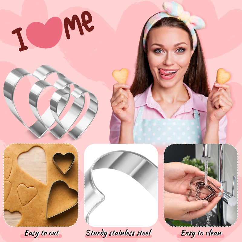 LifeisLuck Love Heart Cookie Cutters Set, 7 Sizes Heart Shaped Cookie Cutters Stainless Steel Biscuit Molds Fondant Cake Cookie Molds for Valentineâ€™s Day Anniversaries Birthday Holiday Gifts - Image 4