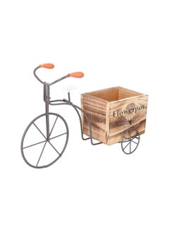 silvercnc Wooden Bicycle Planter Metal Wire Flower Pot Wrought Iron Planter for Plants Flowers Garden Patio Office Balcony Outdoor and Indoor Decor (Wood Color Large Size Random Style)