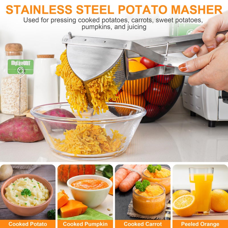 MyLifeUNIT Potato Ricer, Stainless Steel Potato Masher & Squeezer, Extra Large Capacity Ricer for Mashed Potatoes, Ergonomic Comfort Grip - Image 4